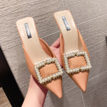 Satin European And American Fashion Thin Heeled Sandals