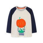 European And American Round Neck T-shirt Autumn Cartoon Halloween Pumpkin Print