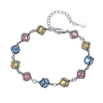 Zircon Colored Glass Ball Color Rose Sky Blue Bracelet