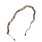 Korean Metal Headband Temperament Simple Pearl Rhinestone Hairpin French