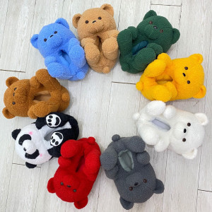 Teddy Bear Cat Plush Slippers Women's Home Indoor Cotton Shoes