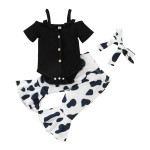 Sling Top And Trousers Headscarf Three-piece Set Toddler Set