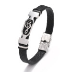 Stainless Steel Note Leather Bracelet