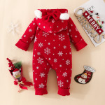 Baby Christmas Sweater Fabric Ears Hooded Jumpsuit Baby Romper