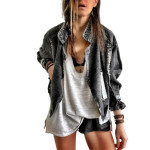 Black Printed Beaded Bat Sleeve Loose Jacket