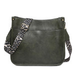 PU Leather Casual Shoulder Messenger Bag Leopard Print Shoulder Strap Tote Bag Large Capacity Minimalist Design