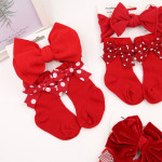 Baby Bow Hair Band Socks Suit Children's Christmas Big Bow Socks Combination