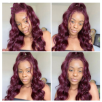 European And American New Wine Red Mid-length Curly Hair