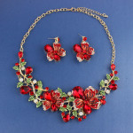 Necklace Exaggerated Colorful Flowers Full Of Diamond Crystal Necklace Earrings Jewelry Set