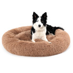 Fluffy Donut Dog Bed Warm Soft Long Plush Pet Cushion Dog House Cat Bed Washable Pet Sofa Mat Calming Samll Large Dog Beds