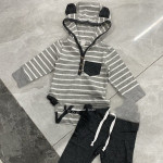 Striped Hooded Long-sleeved Jumper With Trousers