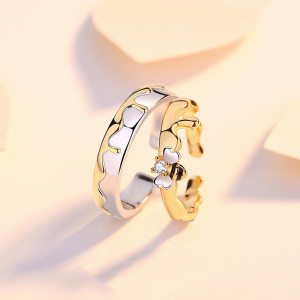 Couple Ring S925 Sterling Silver Pair Ring Color Separation Bee Ring