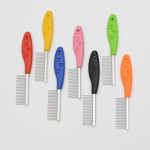 Pet candy color soft handle stainless steel comb