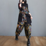 Printed Shoulder Strap Haren Radish Pants Large Loose Jumpsuit Spring And Autumn