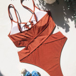 One Piece Swimsuit Solid Color Panel Bikini