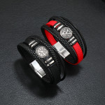 Men's Multi-layer Woven Compass Leather Bracelet