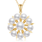 Freshwater Pearl Pendent Necklace in 14K Yellow Gold 