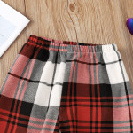 Fashion Red Plaid Print Long Middle Child