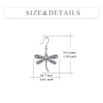 Dragonfly Dangle Drop Earrings Jewelry in Sterling Silver Oxidized 