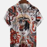 Men's Large Size 3D Digital Printed Short Sleeve Shirt