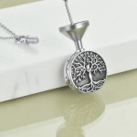 Tree of Life Urn Cremation Jewelry Necklace for Ashes in Sterling Silver Retro 