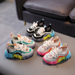 Children's Shoes Fashion Flying Woven Colorful Sole Sneakers Breathable Middle And Small Children's Old Shoes