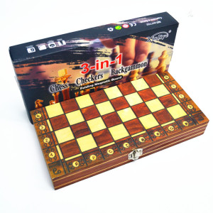 Wooden Magnetic 3 In 1 Chess Set Folding