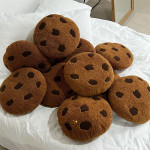 Giant Cute Cookie Plush Throw Pillow Bed On Bedroom Sofa