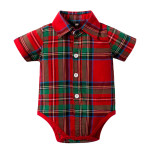 Suspenders Shorts Short Sleeve Plaid One-piece Ha Collar Knot Four-piece Suit