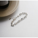 S925 Sterling Silver Hollow Thick Chain Street Style Bracelet