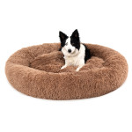 Fluffy Donut Dog Bed Warm Soft Long Plush Pet Cushion Dog House Cat Bed Washable Pet Sofa Mat Calming Samll Large Dog Beds