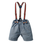 Suspenders Shorts Short Sleeve Plaid One-piece Ha Collar Knot Four-piece Suit