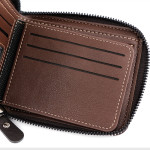 Men's Zipper Short Wallet Large Capacity Multiple Card Slots Tri-fold Chain Bag