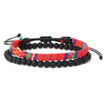 Men's Lava Volcanic Rock Bohemian Woven Bracelet Combination