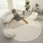 Round Living Room Carpet Ring Velvet Modern Simple Cream Color Porch Bedroom Bedside Blanket Non-slip Floor Mat