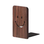 Wooden Bookends With Metal Base Heavy Duty Black Walnut Book Stand With Anti-Skid Dots For Office Desktop Or Shelves