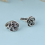 S925 Silver Vintage Distressed Rose Earrings