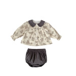 Infant Flower Printed Long-sleeved Top Two-piece Pants