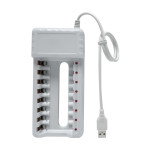 8-Slot Charger USB-Powered No. 5 And No. 7 Ni-MH Rechargeable Battery Charger