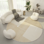Round Living Room Carpet Ring Velvet Modern Simple Cream Color Porch Bedroom Bedside Blanket Non-slip Floor Mat