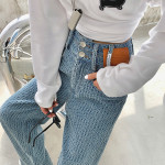 Women's Summer High-waisted Casual Breathable Straight Jeans