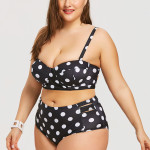 Retro Polka Dot High-rise Bikini Top Bottom Padded Swimsuit Plus Size Swimwear