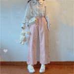 Japanese Soft Girl Ins Tide Love Print Straight Loose Jeans