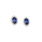 Vintage Blue Pointed Crystal Stud Earrings For Women Entire Sterling Silver