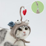 New Head Wearing Feather Funny Cat Stick Funny Cat Toy Stick Gray Big Eye Pet Toys