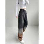 Women's High Waist Loose Gradient Straight Jeans