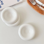 Ins Style Simple Pure White Ceramic Round Flanging Saucer