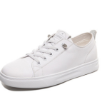 Layered Cowhide High-top White Shoes Women