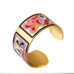 Copper Opening Color Enamel Love Bangle Bracelets 