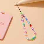 Bohemian Rainbow Polymer Clay Pearl Glass Beaded Phone Chain